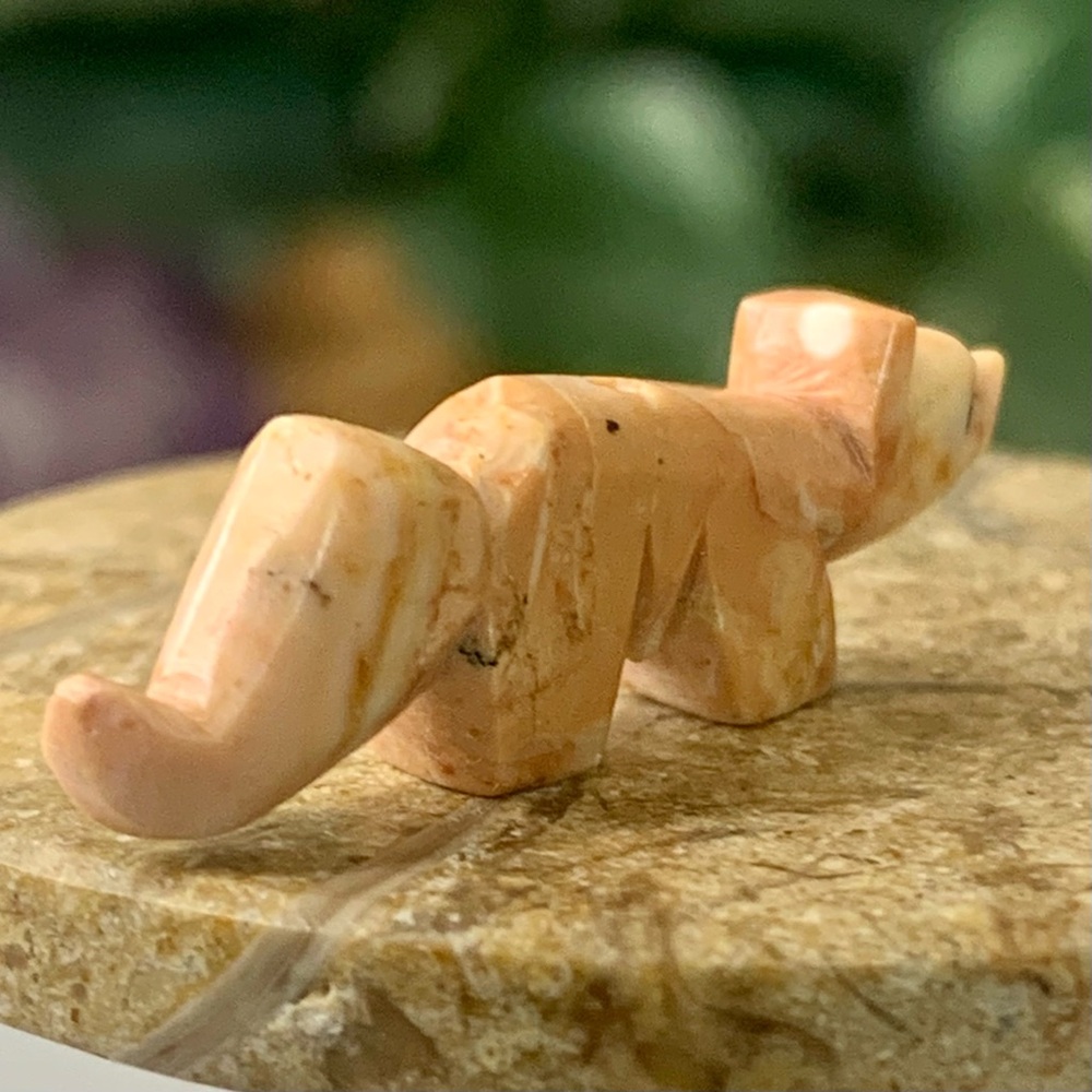 Native American Zuni Hand Carved Wolf Fox Fetish Bead Stone Animal Vintage 1.2" - Picture 5 of 13